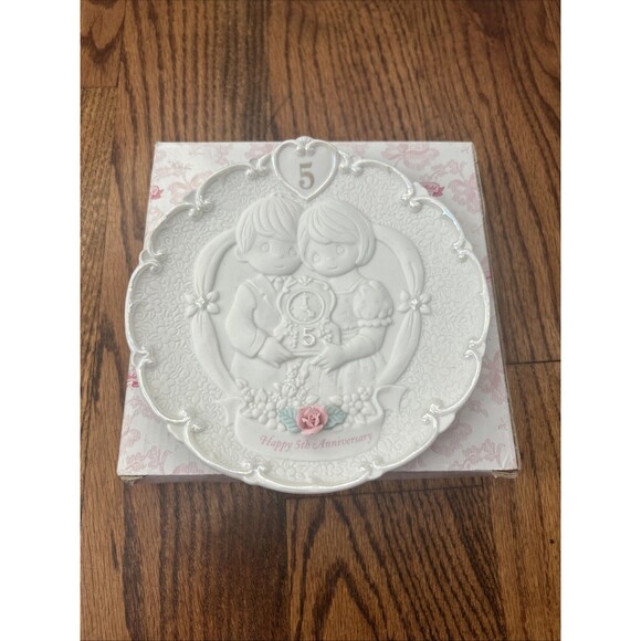 Precious Moments 5th Anniversary Plate 1995 Happy 5th Anniversary - Picture 1 of 4